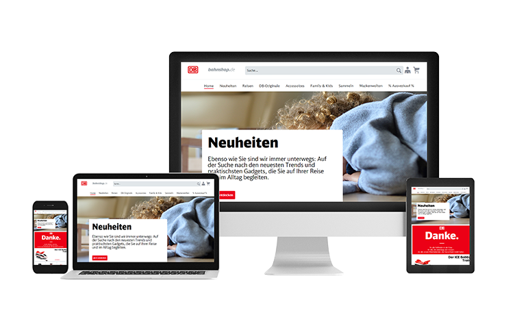 Deutsche Bahn Webseiten auf verschiedenen Endgeräten