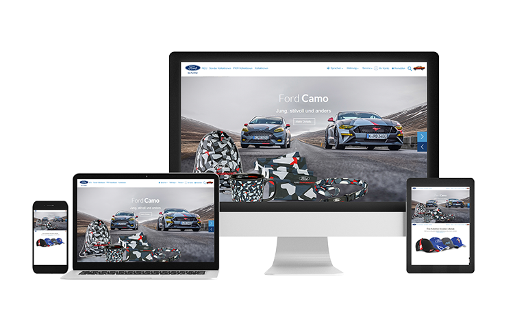Ford Webseiten auf verschiedenen Endgeräten
